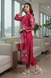 Varanga Women Fuchsia Pink Floral Printed Gota Detail  Flared Sleeve Kurta With Solid Trouser