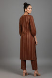 Varanga Women Brown Lurex A- Line Kurta With Trousers