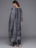 Varanga Women Printed Regular Sequinned Chanderi Silk Kurta with Trousers & With Dupatta