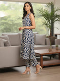 Varanga Women Blue Ikat Printed Straight Kurta With Bottom