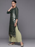 Varanga Women Green Sequins Embellished Kurta Paired With Contrast Sharara And Ombre Dupatta
