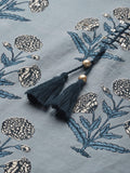 Varanga Women Grey & Blue Ethnic Motifs Printed Kurta