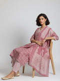 Varanga Women Floral Printed V Neck  Kurta with Trouser & Dupatta