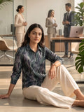 Green Coloured Slim Collar Long Sleeves Abstract Shirt