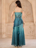 Teal Co-Ord Set Featuring An Embellished Strappy Top With Trouser