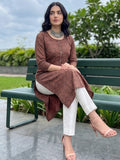 Varanga Women Maroon And Blue Bandez Printed Straight Kurta