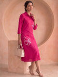 Fuchsia Lace Detailed Shirt Dress