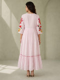 Blush Pink Floral Embroidered Alia Cut Dress