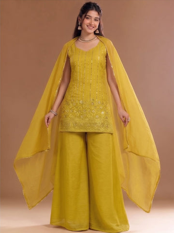 Varanga Embroidered Kurta With Dupatta | Art Silk | Festive