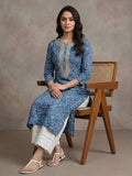 Varanga Women Blue Bandhani Printed Straight Kurta