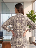 Cream Coloured Slim Collar Long Sleeves Floral Shirt