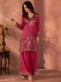 Ethnic Printed Kurta Set With Matching Palazzo And Dupatta