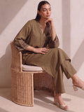 Mocha Crema Embroidered Women'S Kurta Set