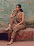 The Roasted Mocha Women's Kurta Set With Sequinned Floral Dupatta