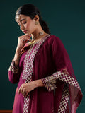 Varanga Women Purple Yoke Embroide Purple Straight Kurta PaiPurple With Tonal Bottom And Net Dupatta With Four Side EmbroidePurple Taping