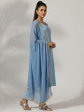 Varanga Women Blue Straight Kurta With Tonal Bottom And Dupatta