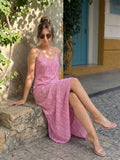 Dusty Pink Geometric Spaghetti Dress