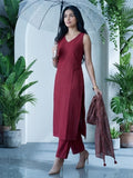 The Linear Crimson kurta Set With Dupatta
