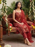 All Over Embroidered Halter Neck Kurta Set With Dupatta 33464
