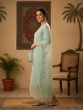 Zari-Embroidered Kurta Paired With Solid Trousers And A Tonal Dupatta .