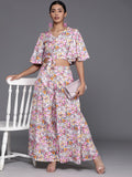 Varanga Multi Colour Floral Printed Crop Top with Palazzos