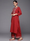 Varanga women straight emroidered kurta with printed bottom