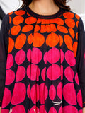 Abstract Print Black Kurti with Contrast Geometric Pattern