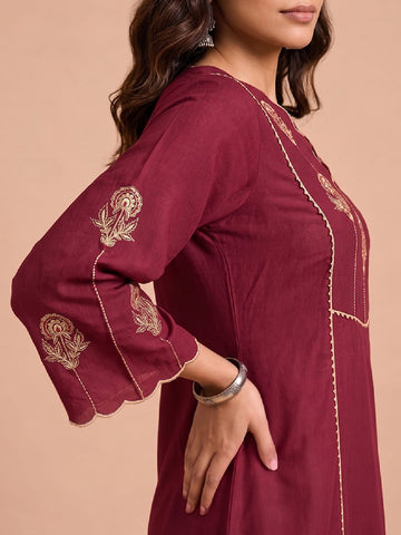 Varanga Women Ethnic Motifs Embroidered Regular Thread Work Kurta with Palazzos & With Dupatta