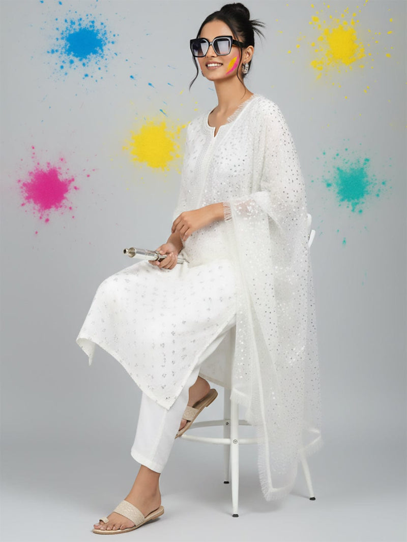 Elegant net dupatta featuring sequence detailing for a stylish and feminine finish.