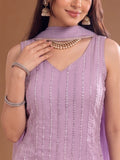 Varanga Lavender Embroidered Kurta With Dupatta | Chanderi Cotton | Casual