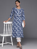 KSUT Blue Women Floral Printed Straight Kurta