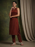 Varanga Women brown Halter Neck Straight Kurta with trouser