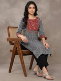 Varanga Women Plus Size Blue & Maroon Ethnic Motifs Printed Kurta