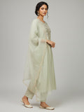 Varanga Women-Thread & Sequin Embroidered Yoke Kurta With Trouser & Scallop Dupatta
