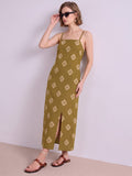 Women Print Maxi Dress With Adjustable Straps And A Sleek Silhouette .
