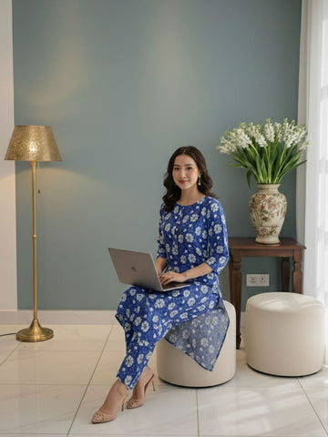 The Purple Petal Cotton Suit Set