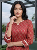 Ethnic Maroon Paisley Top with Notched V-Neckline