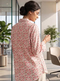 Red Coloured Slim Collar Long Sleeves Floral Shirt
