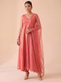 Desert Rose Flared Slit Women's Kurta Set With Dupatta