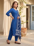 Aadvika Women V Neck Straight Kurta With Pants & Dupatta