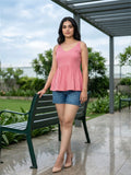 Varanga Women's Pink Chevron Babydoll Top