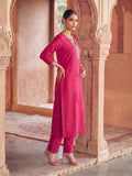 Women's Fuchsia Charm Straight Kurta Set
