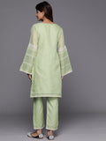 Varanga Women Green Kota Check Cotton Lace Short Kurta With Bottom