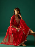 Zari Work Kurta With Sharara And Dupatta