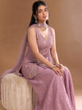 Women's Embroidered Shimmer Short Kurta With Palazzo And Dupatta