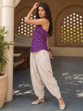 Women's Purple Sleeveless Short Kurti with Back Dori Detailing