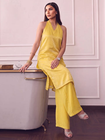 Marigold Wome Halter Kurta Set
