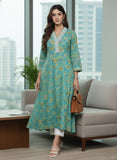 Varanga Women Sea Green Floral Printed V- Neck Stright Kurta