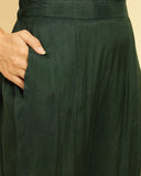 Varanga Women Green Embroidered Straight Kurta Paired With Tonal Bottom And Dupatta