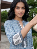 Blue Breeze Block-Print pure cotton Kurta